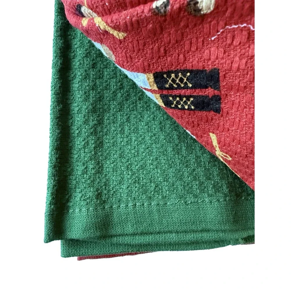 Martha Stewart Christmas Nutcracker Dish Kitchen Towels Set of 3 Red 16x28